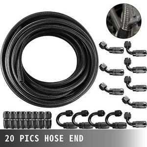 6AN Black Nylon E85 Fuel Gas Oil Line 33FT 30PCS Fittings Hose Kit E85 - Picture 1 of 8