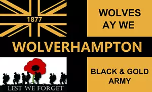 Wolves football club flag. Wolverhampton Wanderers 5ft x 3ft. WOLVES AY WE - Picture 1 of 1