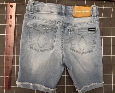 Calvin Klein Jeans Girls Light Blue Denim Shorts With Pockets - Size 5 - Image 1 of 3