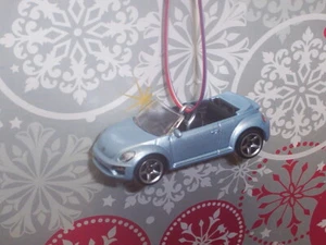 VOLKSWAGEN BEETLE CONVERTIBLE VW BUG CHRISTMAS ORNAMENT ADORNO BLUE - Picture 1 of 2