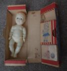 VINTAGE CELLULOID DOLL WITH ACCESSORIES IN ORIGINAL BOX GLASS EYES FULLY JOINTED
