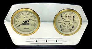 1965 Dodge Truck 5" 2 Gauge Quad Dash Panel Insert Cluster Set Black - Picture 1 of 7