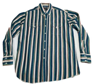 Panhandle Slim Men's 17.5 X 36 Western Denim Cotton Stripe Shirt Collar Vintage - Picture 1 of 10