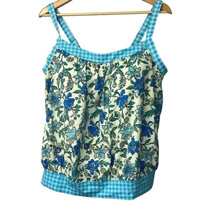 Traje de baño Tankini blusa floral azul crema Lands' End talla 18W nuevo con etiquetas Foto 1 de 4