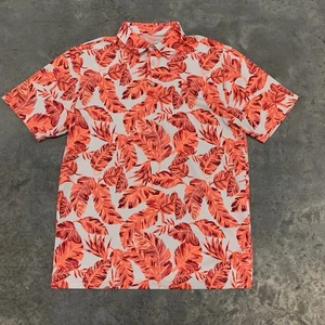 Under Armour The Playoff Polo Shirt Medium Orange Short Sleeve Floral Mens - Picture 1 of 9