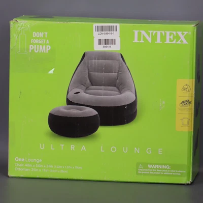 Juego de sillón inflable Ultra Intex 68564E con portavasos y otomana gris Foto 1 de 4