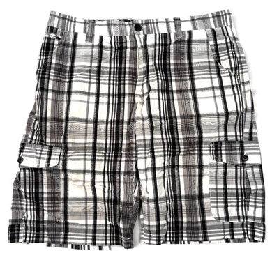 Pantalones Cortos Carga Age of Wisdom Para Hombre 36 Cuadros Negro Gris Blanco Algodón Informales Bolsillos Foto 1 de 4