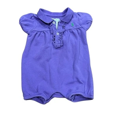Ralph Lauren 6M Lila Mädchen Baby Vintage Polo Strampler Outfit Pullover - Bild 1 von 4
