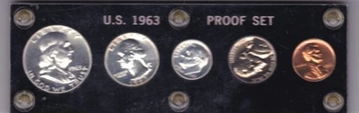 1963  P  Proof Set  (90% Silver)  5 Coins in Acrylic Case - Image 1 of 2