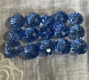 Vintage Loose Blue Crystal Faceted  1/2"  Beads Crf5-19c - Picture 1 of 6