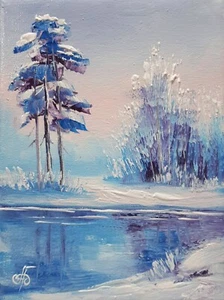 Ukraine Artist Winter Landscapу Original Hand Painted Gift Wall Art Home Decor - Picture 1 of 24