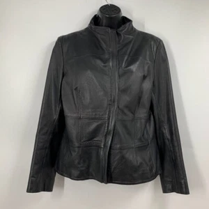 Calvin Klein Collection Women's Lambskin Full ZIp Leather Jacket Size 12 - Picture 1 of 12