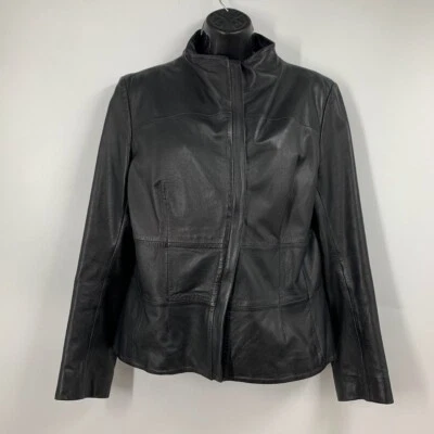 Calvin Klein Collection Women's Lambskin Full ZIp Leather Jacket Size 12 - Image 1 of 4