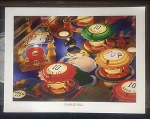 Charles Bell Pinball Machine Original Vintage Print - Picture 1 of 1