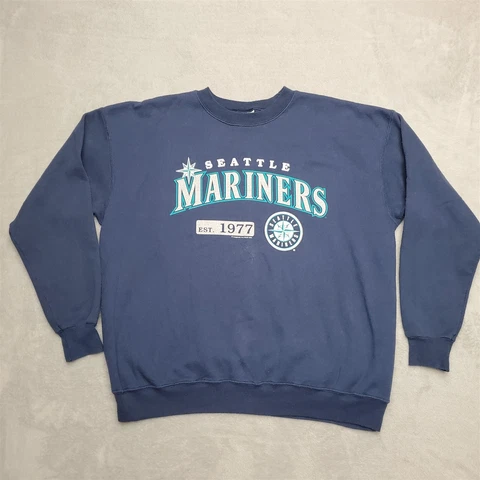 Vintage Seattle Mariners Sweatshirt Mens Extra Large Blue MLB Baseball Crew Neck Cover