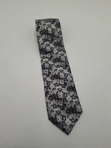 Pavone 100% Silk Men’s XL Neck Tie Made Italy Grey Black Floral, Great Condition - Picture 1 of 3