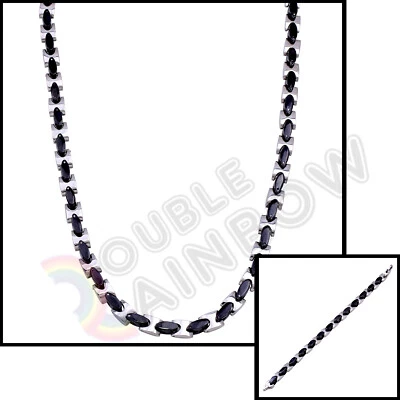 Juego de cadena collar hip-hop de acero inoxidable dorado/plata/negro de 24" para hombre #C05 Foto 1 de 2