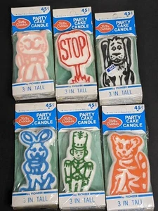 6 Vintage CAT,LION, DOG ETC. Party Cake Birthday Candles Lot Betty Crocker - Picture 1 of 7
