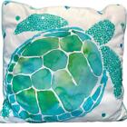 Pottery Barn Teen Beach Side Sea Turtle Pillow Cover Sequin Turquoise Blue 16"