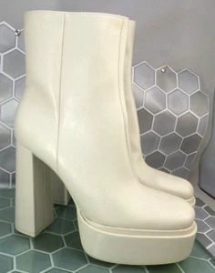 ZARA PLATFORM ANKLE BOOTS WHITE US SIZE 9.5 3102/010/001    JL250 - Picture 1 of 13