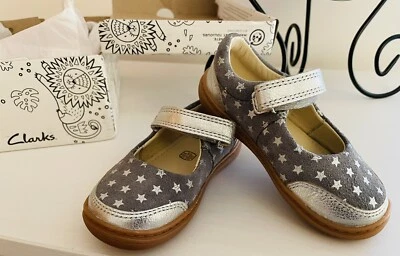 Clarks Flash Mouse Gris Estrella Zapatos Talla 6 UK (22.5 EU) Bebé Niña Niños Foto 1 de 3