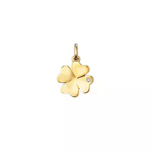 Gift Jewelry Pendant Cloverleaf Brilliant 0.01ct 585/- Yellow Gold AHB00015.2  - Picture 1 of 1