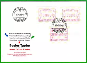 1995 Switzerland Suisse ATM stamps * BASLER TAUBE 95 * set 60/80/100 off. FDC - Picture 1 of 2