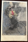 MISS SYBIL ARUNDLE-BRITISH ACTRESS-BICYCLE WITH GLITTER~REAL PHOTO POSTCARD