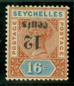 SG 16a Seychellen 1893. 12c auf 16c Würfel 1 Sortenzuschlag invertiert. Leicht... - Bild 1 von 1