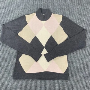 Vtg JH Collectibles Sweater Womens S Mock Neck Argyle Diamond Wool Blend Preppy - Picture 1 of 13