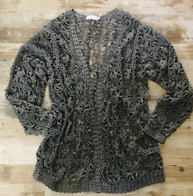 Cárdigan de lana Saks Fifth Avenue de colección ganchillo a mano suéter Gordon Henderson L Foto 1 de 4