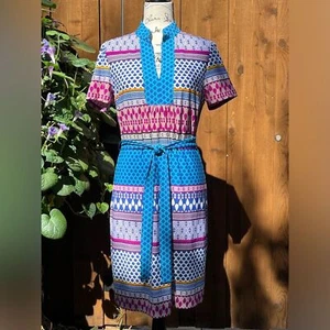 Trina Turk Shift Dress Blue Multi Knee Length Casual Day Dress Size M NWT - Picture 1 of 6