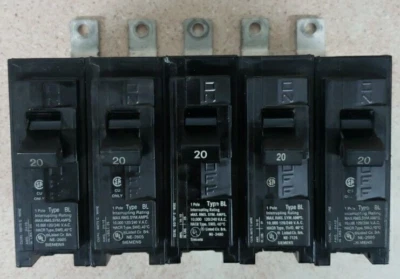 LOT OF 5 B120 SIEMENS BL 1 pole 20 amp 120 volt Bolt On Circuit Breaker BL120 - Image 1 of 4
