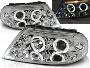 Headlights for VW Passat 2000 2001 2002 2003 2004 2005 VR-1660 Angel Eyes Chrome - Picture 1 of 1