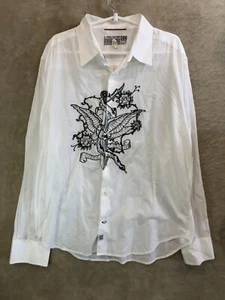 Vintage Guess Jean Casual Shirt Size M/L Mens White Long Sleeve Logo Denim - Picture 1 of 10