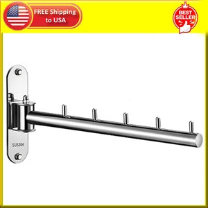 Wall-Mounted Folding Clothes Hanger Rack, Stainless Steel 304, Space Saving - Picture 1 of 8