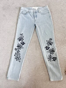 VICTORIA BECKHAM Ladies Leaves Embroidery Skinny Jeans In Blue Size 29 - Picture 1 of 15