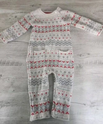 BABY B GOSH 复古一件 12 个月棉羊毛纽扣闭合保暖舒适 — 第 1/4 张图片