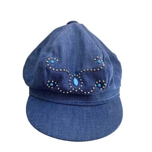 Gorra de discoteca vintage de mezclilla con tachuelas hecha en Unión en EE. UU. - Imagen 1 de 6