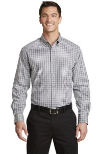 3 Pack Of Port Authority S654 Men's Long Sleeve Gingham Easy Care Shirt - Picture 1 of 4