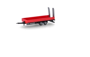 Red Utility Trailer w Ramps Herpa 1/87 Plastic Miniature HO Scale Plastic 76913 - Picture 1 of 2