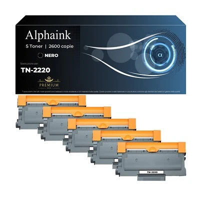 5 TONER TN-2220 PER BROTHER HL 2130 2230 2240 MFC 7460 7360N 7860 DCP 7055 7060 - Immagine 1 di 4