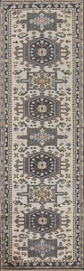 Beige/Gray Runner Rug 3x10 ft.Geometric Heriz Serapi Oriental Handmade Wool Rug - Picture 1 of 12
