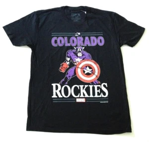 COLORADO ROCKIES Official MLB Marvel Captain America Home Team Spirit Tee Shirt - Picture 1 of 1