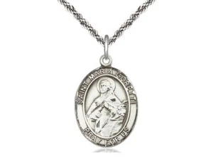 St Maria Goretti Medal 1" High Sterling on a 20'' Sterling French Rope Chain - Picture 1 of 5