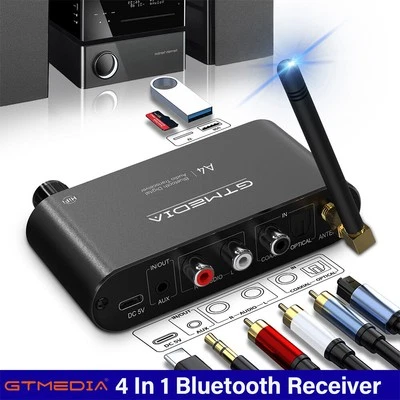GTMEDIA 6-IN-1 Bluetooth 5.1 Sender Empfänger Optical Coaxial AUX RCA USB Audio Adapter