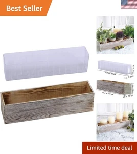 Elegant Rectangular Wood Planter Box - 17.3" L x 3.9" W Perfect for Succulents - Picture 1 of 7