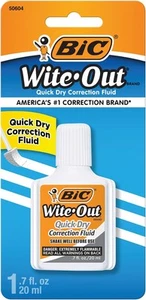 BIC Wite-Out Quick Dry Correction Fluid, 20mL, 1 Count (Pack of 1), White  - Picture 1 of 5