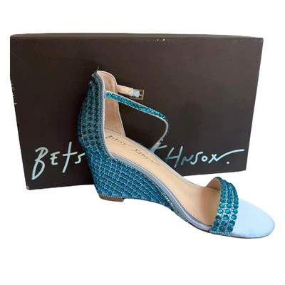 NEW Betsey Johnson SB Debie Blue Rhinestone PUMP SANDAL Womens 7 SHOES Bling NIB - Image 1 of 4