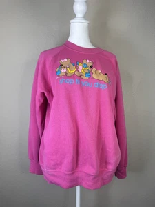 Vintage Sweatshirt L Shop Til You Drop Bear 80s Crew Mall Shopping Teddy Cute - Picture 1 of 11